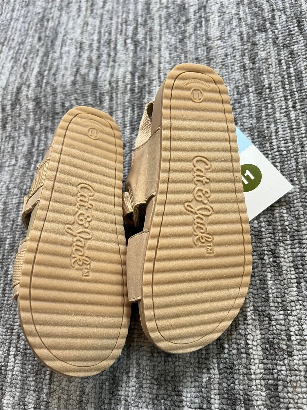 Cat & Jack Beige Hook-and-Loop Kids Sandals Size 11